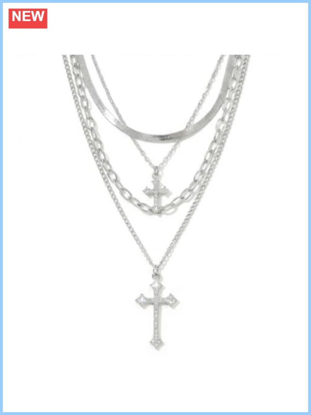 Dainty Layered Cross Necklace 18K Gold Plated Adjustable Charm Jewelry Gift